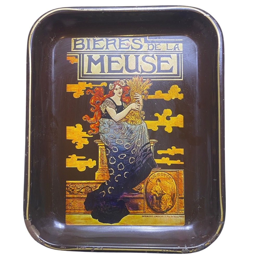 Beer‎ Advertising Tray Art Nouveau Bieres de la Meuse Bar Decor Hong Kong